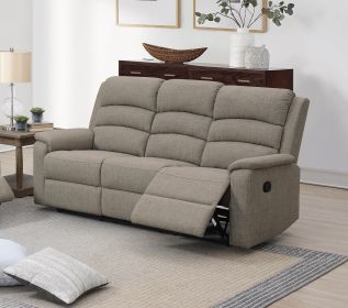 Modern Light Brown Color Burlap Fabric Recliner Motion Sofa 1pc Plush Couch Manual Motion Sofa Living Room Furniture