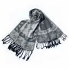 Blancho Bedding -Pa-a66-4 Lt-Grey Big Butterfly & Flower Elegant exquisitely Soft Tassel Ends Pashmina/Shawl/Scarf