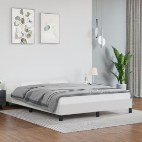 Bed Frame without Mattress White Queen Faux Leather