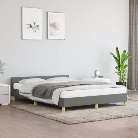 Bed Frame without Mattress Dark Gray Queen Fabric