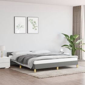 Bed Frame without Mattress Dark Gray King Fabric