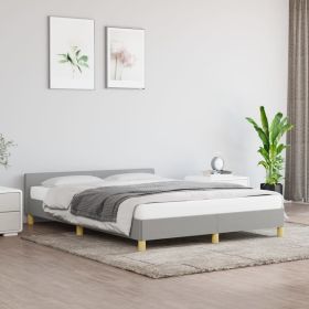 Bed Frame without Mattress Light Gray Queen Fabric