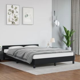 Bed Frame without Mattress Black Queen Faux Leather