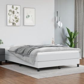 Bed Frame without Mattress White Queen Faux Leather (US Only)