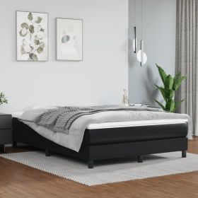 Bed Frame without Mattress Black Queen Faux Leather (US Only)