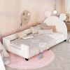 Twin Size Upholstered Daybed with Carton Ears Shaped Headboard, White