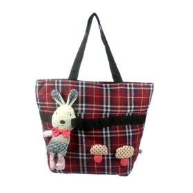 [Rabbit Loves Mushrooms] 100% Cotton Canvas Shoulder Tote Bag / Shopper Bag