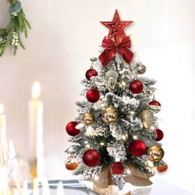 22in Tabletop Christmas Tree with Light Artificial Small Mini Red Christmas Decoration with Flocked Snow