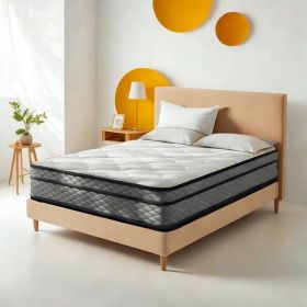 Made in USA - 12" Eastern King Euro Top Pocket Coil and Cooling Gel Memory Foam Highly Breathable Quilted Cover Hybrid Mattress, Pressure Relief