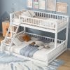 Twin XL over Queen Bunk Bed with Ladder and Guardrails, White