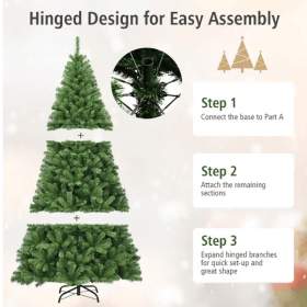 1 Pc 6 7.59 Feet Premium Artificial Hinged PVC Christmas Tree With Metal Stand Eye-catching Design Unlit Tree