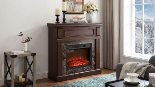 Electric Fireplace with Mantel,fireplace mantel surround with 23" Fireplace Insert, Adjustable Flame, Remote Control, Cherry,41.34"W*14"D*40"H