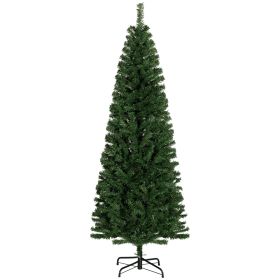 HOMCOM 6ft Pencil Christmas Tree, Unlit Artificial Christmas Tree Slim Douglas Fir Xmas Tree with Realistic Branches, Halloween Tree with 618 Tips