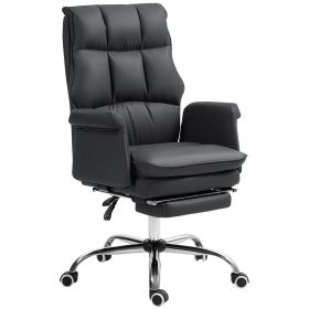 HOMCOM Executive Office Chair, PU Leather Ergonomic Office Desk Chair with Footrest, Reclining and Swivel Chair, Black