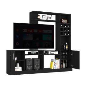 Entertainment Center for TVÂ´s up 78", Double Door Cabinet, Storage Spaces, Six External Shelves, Black