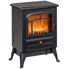 HOMCOM 21" Electric Fireplace Heater, Freestanding Fire Place Stove with Realistic LED Flames and Logs, and Overheating Protection, 750W/1500W, Black