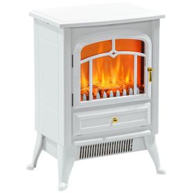 HOMCOM 21" Electric Fireplace Heater, Freestanding Fire Place Stove with Realistic LED Flames and Logs, and Overheating Protection, 750W/1500W, White