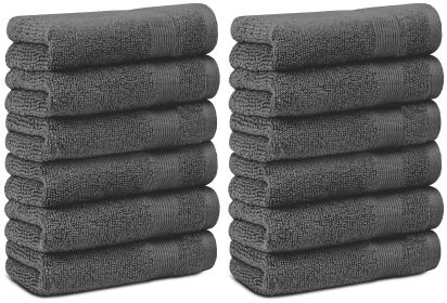 12 Pack Resort Collection Soft Washcloth Face Body Towel Set 12x12 Luxury Hotel Plush Absorbent Cotton Wash Clothes Smoke Grey