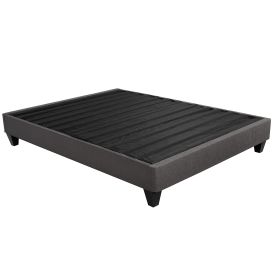 Contemporary 14 in. Platform Mattress Foundation, King Size Upholstered Bed Frame Base, Dark Gray