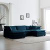 U-Shaped Sectional Sofa w/Reversible Footrest, 5-Seater Convertible Corner Couch with 2 Ottomans ,Modern Minimalist Soft Sofa & Couch for Living Room