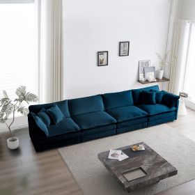 Free Combination Modular Sofa Free,4 Seater Sofa Comfy Chenille Fabric,Sectional Sofa Couch, Blue Chenille