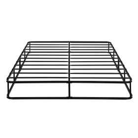 Eastern King Mattress Foundation 1pc Black Metal Frame with Textured Fabric Cover