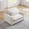 Beige Corduroy Deep Seat Single Sofa Accent Chair,Deep Seat Couch with Waist Pillow for Living Room/Apartment/Office