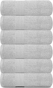 6 Pack Resort Collection Soft Hand Towels 16x27 in Luxury Hotel Plush Absorbent Cotton Hand Towel Dolphin Grey