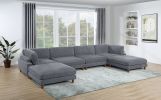 Contemporary Dark Gray 6pc Modular Sectional Set Corduroy Upholstery Couch 2x Corner wedge, 2x Armless Chairs 2x Ottomans Living Room