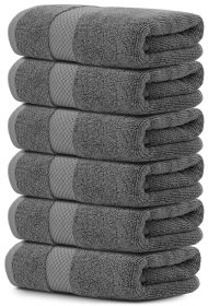 Luxury Hand Towels for Bathroom Hotel Spa Kitchen Set 16x30 Inch Set of 6 Dark Gray