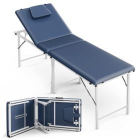 Portable Tattoo Chair Table with Storage Bag, Foldable Spa Bed for Client 2-Section Folding