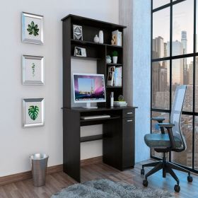 Computer Desk Acequia, Multiple Shelves, Black Wengue Finish