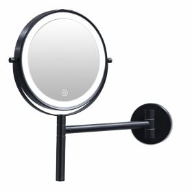 8 Inch 3 Colors LED Lighted, Wall Mounted Makeup Mirror, Double Sided 1X /10X HD Magnifying, 360Â° Swivel with Extension Arm