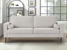 Living Room Upholstered Sofa with high-tech Fabric Surface/ Chesterfield Tufted Fabric Sofa Couch, Large-White.