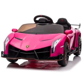 LEADZM Lamborghini Poison Small Dual Drive 12V 4.5AH with 2.4G Remote Control Sports Car Pink