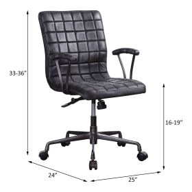 ACME Barack Office Chair in Vintage Black Top Grain Leather & Aluminum 92557