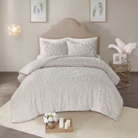 3-Piece Tufted Cotton Chenille Medallion Duvet Cover Set