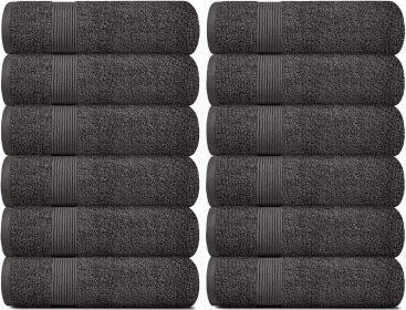 12 Pack Charcoal Color Resort Collection Soft Washcloth Face & Body Towel Set 12x12 inch Luxury Hotel Plush & Absorbent Cotton Washclothes