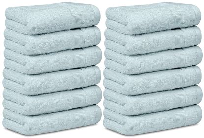 12 Pack Light Blue Color Resort Collection Soft Washcloth Face Body Towel Set 12x12 inch Luxury Hotel Plush & Absorbent Cotton Wash Clothes