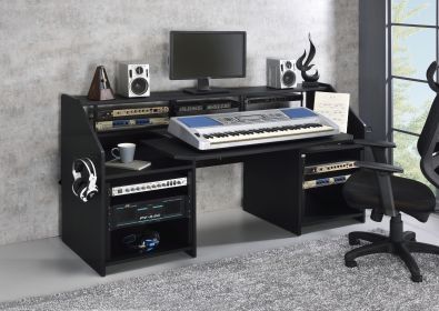 Black Music Desk with Earphone Rack