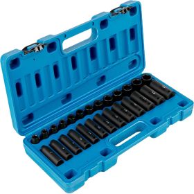 VEVOR Impact Socket Set 3/8 Inches 26 Piece Impact Sockets, Deep / Standard Socket, 6-Point Sockets, Rugged Construction