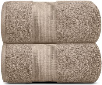 Resort Collection Soft Bath Sheet Towels 2 Pack Taupe 35x70 inch Oversize Large Luxury Hotel Plush & Absorbent Cotton Bath Sheet