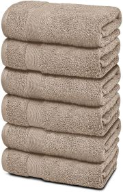 Resort Collection Soft Hand Towels 6 Pack Taupe Color 16x27 in Luxury Hotel Plush Absorbent Cotton Hand Towel