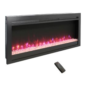 44 inch in wall recessed electric fireplace with remote and multi color flame & emberbed, LED light heater