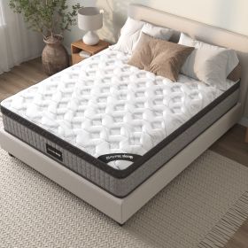 Assembled in USA - High Quality 12" King Diamond Innerspring Hybrid and Cooling Gel Memory Foam Mattress, Pressure Relief, and Motion Isolation