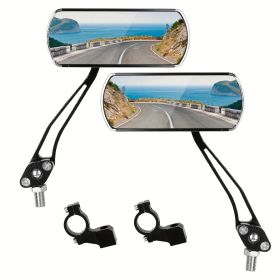 Adjustable 360 degree rotating safety rearview mirror, scratch resistant rectangular bicycle mirror (2 pieces)