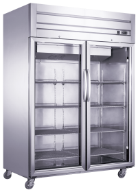 Dukers Commercial Double Glass Door Upright Top Mounted Reach-in Refrigerator in Stainless Steel