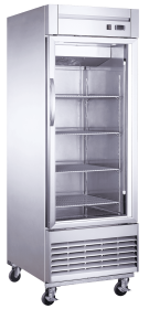 Dukers Commercial Single Glass Door Upright Bottom Mounted Reach-in Freezer in Stainless Steel