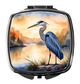 Blue Heron in the Golden Hour Compact Mirror Decorative Travel Makeup Mirror for Women Girls Gifts Pocket Makeup Mirror Folding Handheld