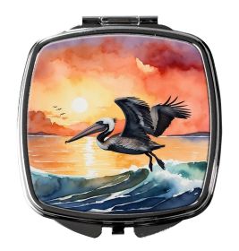 Pelican Fiery Sunset Compact Mirror Decorative Travel Makeup Mirror for Women Girls Gifts Pocket Makeup Mirror Folding Handheld